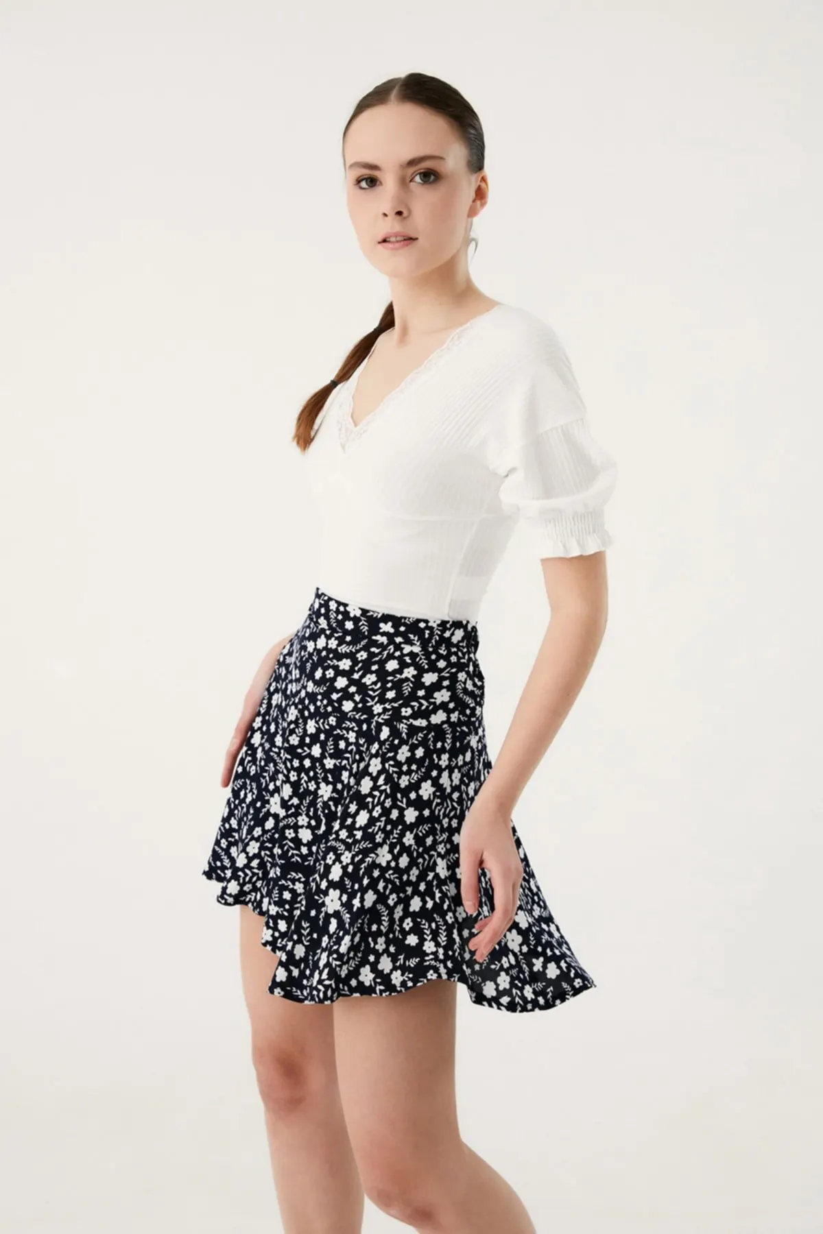 

Women's Skirt Floral pattern Loose Short Skirt Summer Cute Style Empire Slim Folds Above Knee Sexy Mini Skirts