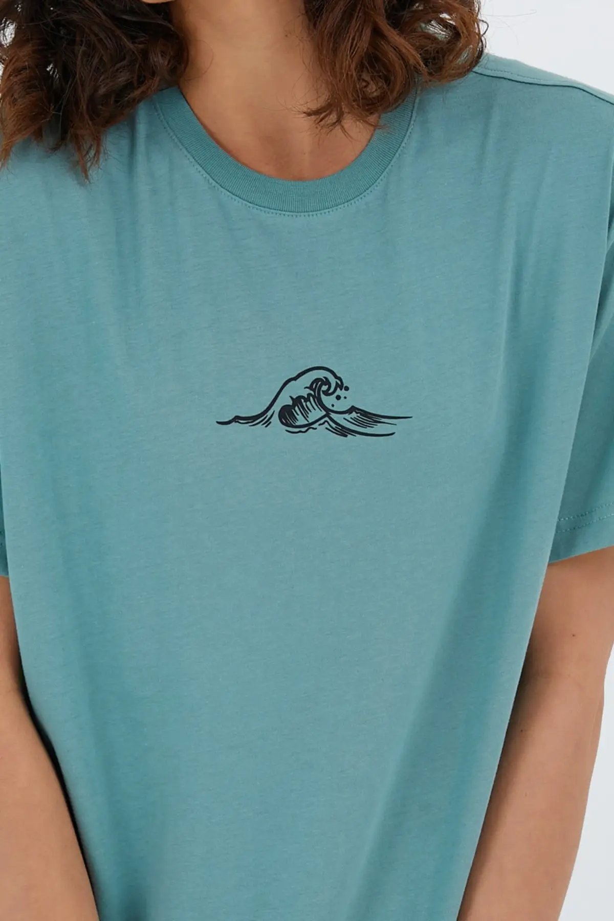 Женская футболка оверсайз с принтом морской волны Повседневная коротким рукавом