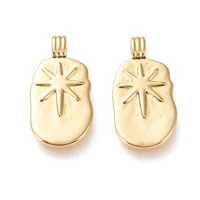 1pc brass pendants long lasting plated oval with star real 20k gold plated 23 5x12x2mm hole 3x1 5mm