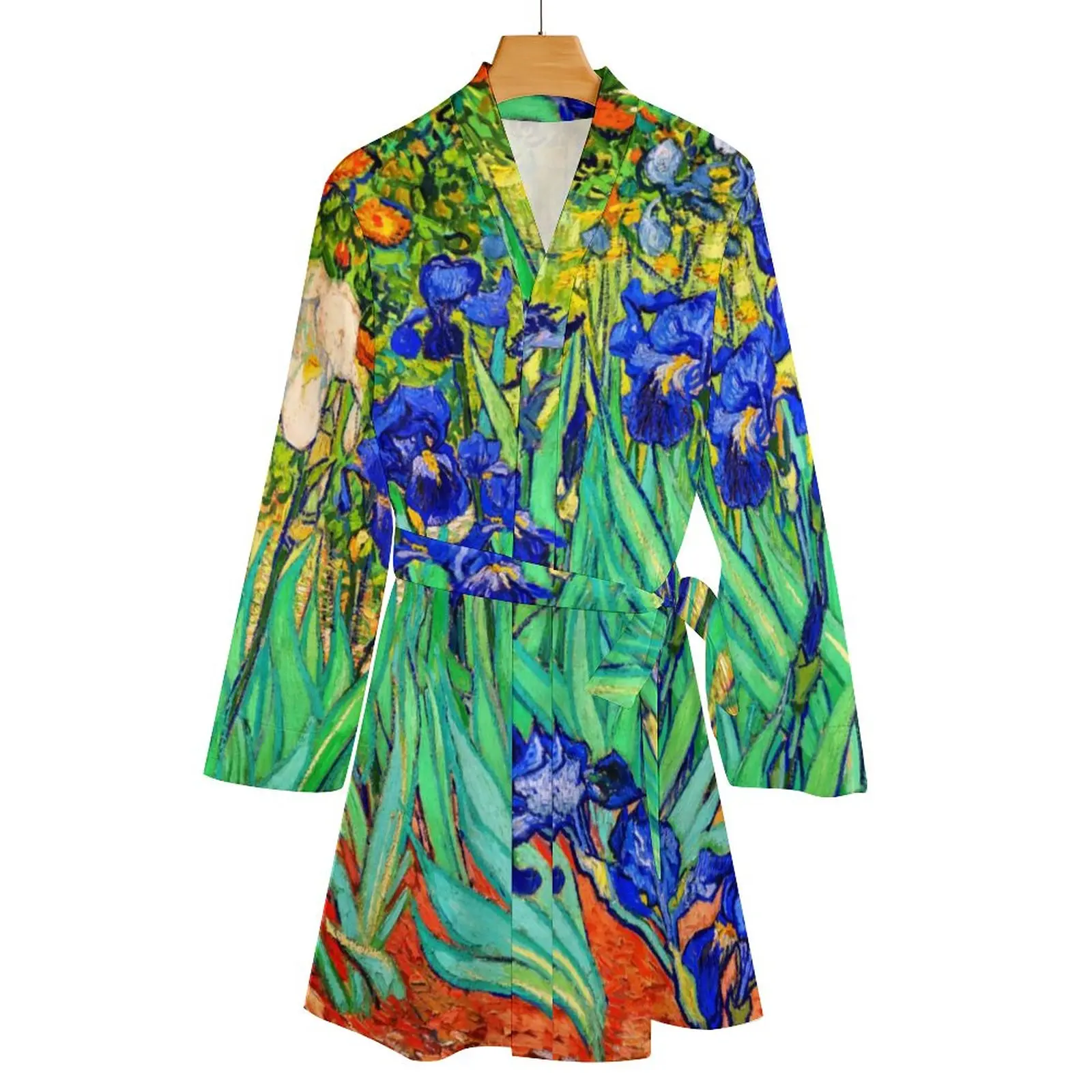 Винтажная Пижама с цветочным принтом халат V-образным вырезом Ирисы Ван Гога