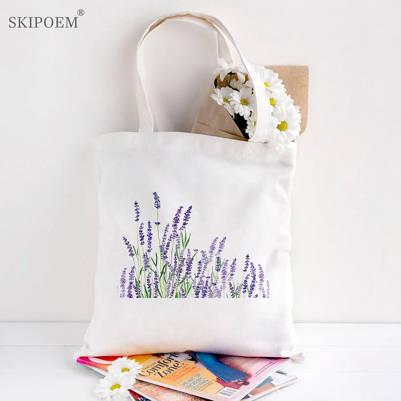 

Bag Shopping Bags Messenger White Shoulder Hand Bag Women Cartoon Lavender Cute Aesthetic Harajuku Art Cartoon Painting Handbags