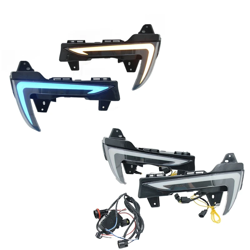 Трехцветные дневные ходовые огни противотуманные поворотные для Tesla Model 3 Y