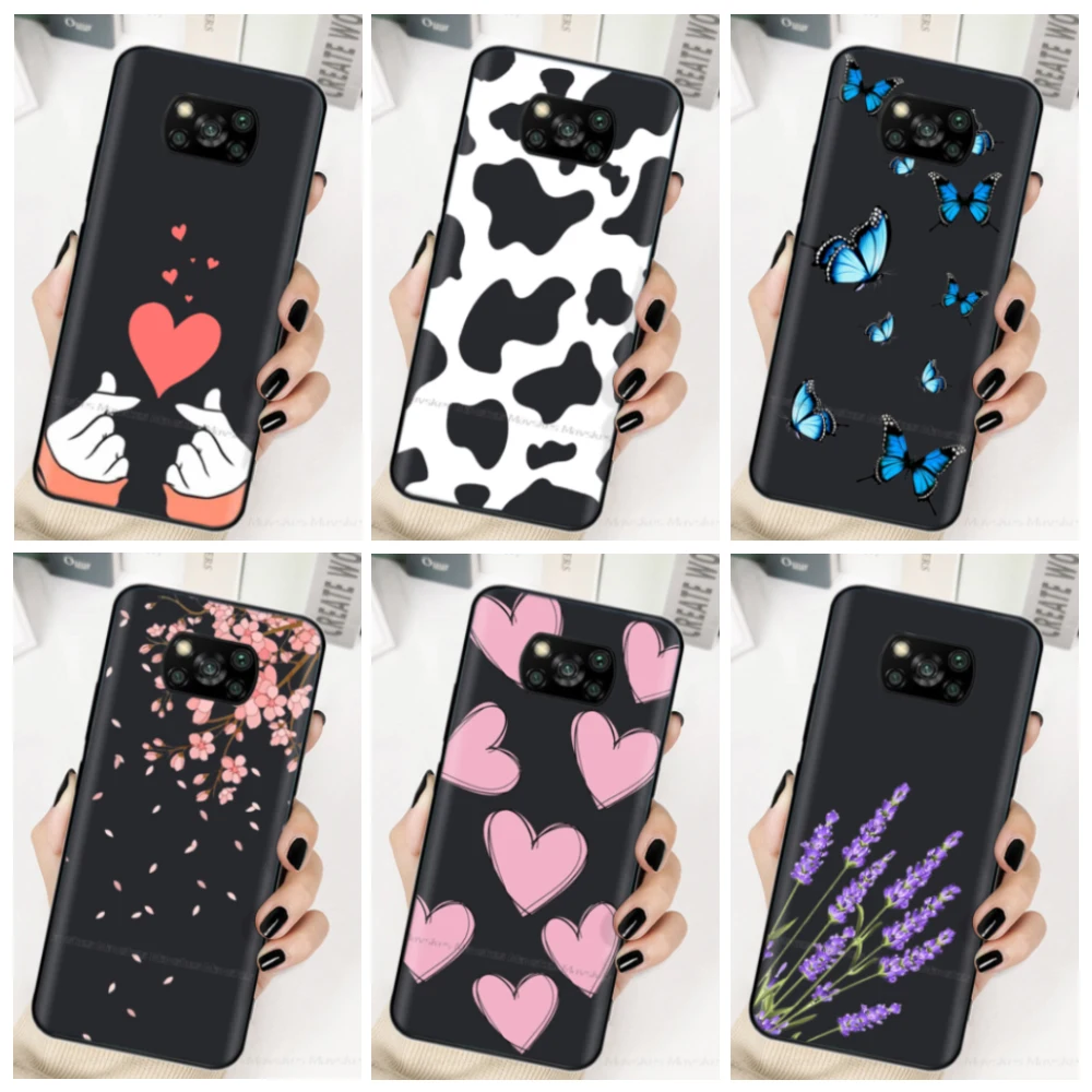 

For POCO X3 Case For Xiaomi Poco X3 Pro TPU Silicone Soft Back Coque For Xiaomi Poco X3 NFC X 3 X3Pro Global Cover Flower Capa