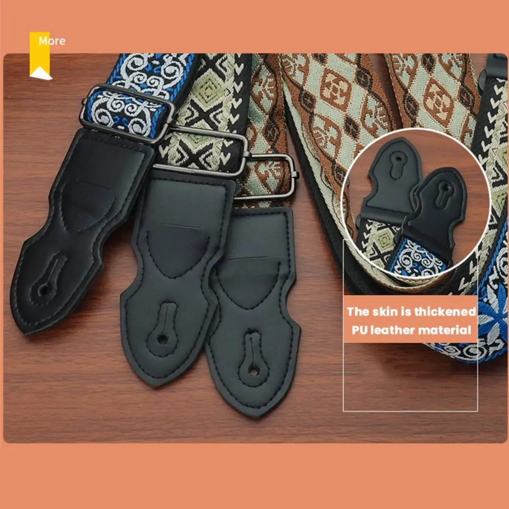 С зажимом для гитары ремешок в этническом стиле с вышивкой басовый регулируемые