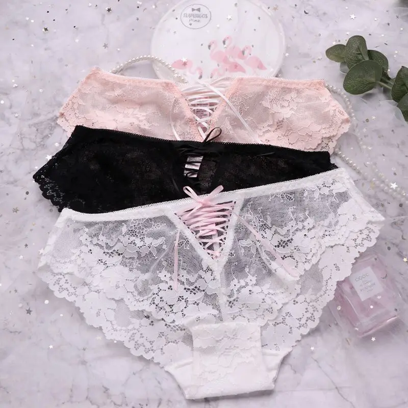 

3 шт./упаковка, женские кружевные трусы с бантом