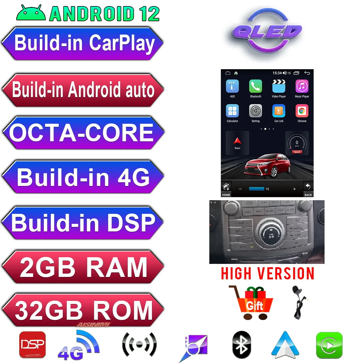 

AISINIMI Android 15, автомобильный DVD-плеер Navi для HYUNDAI VERACRUZ IX55 2006-2012, аудио для Tesla Style, GPS, мультимедийный стереомонитор