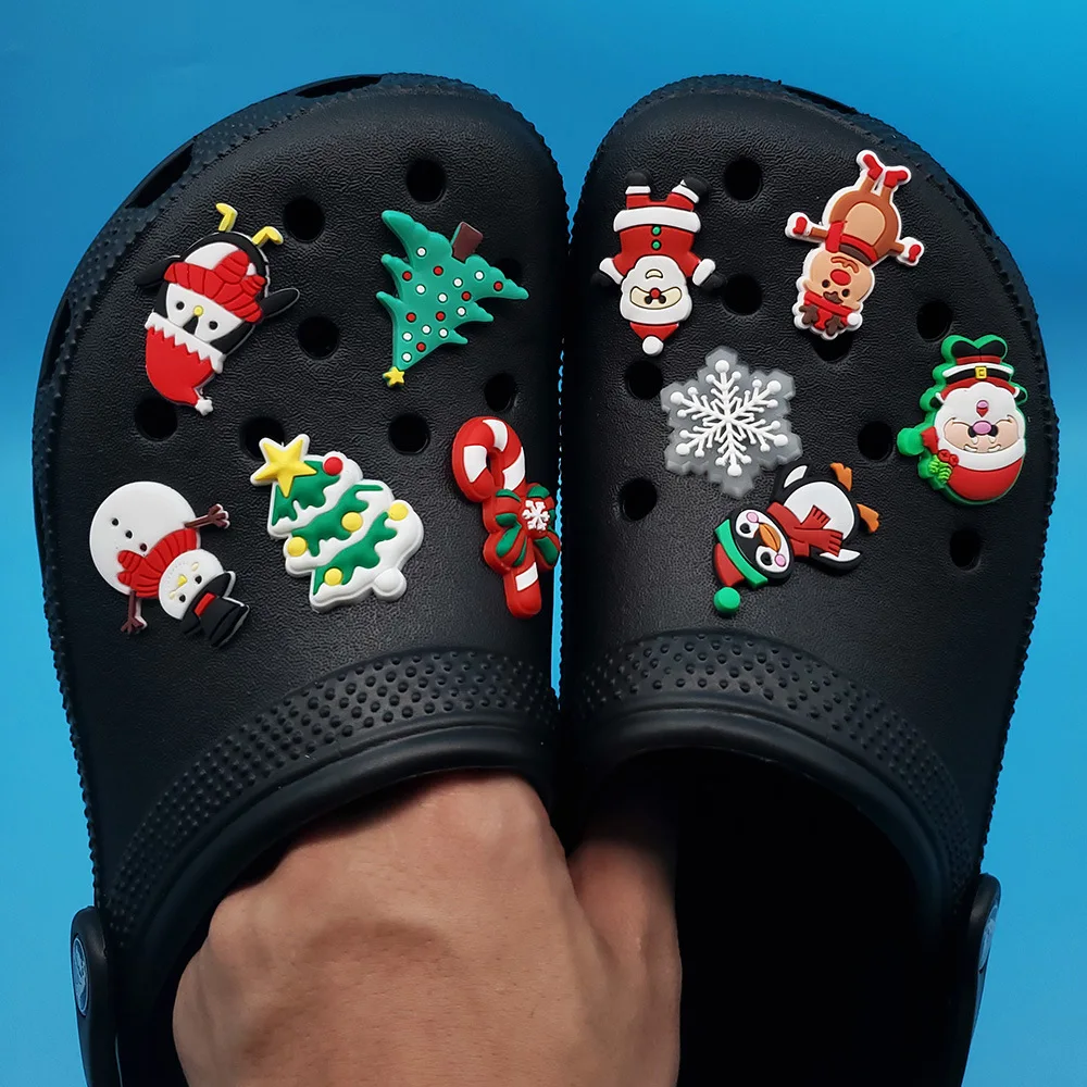 

Christmas PVC Designer Shoe Charms 1pcs Sock Mitten Tree Shoes Accessories Clog Decorations For Croc Jibz Kids Party X-mas Gifts