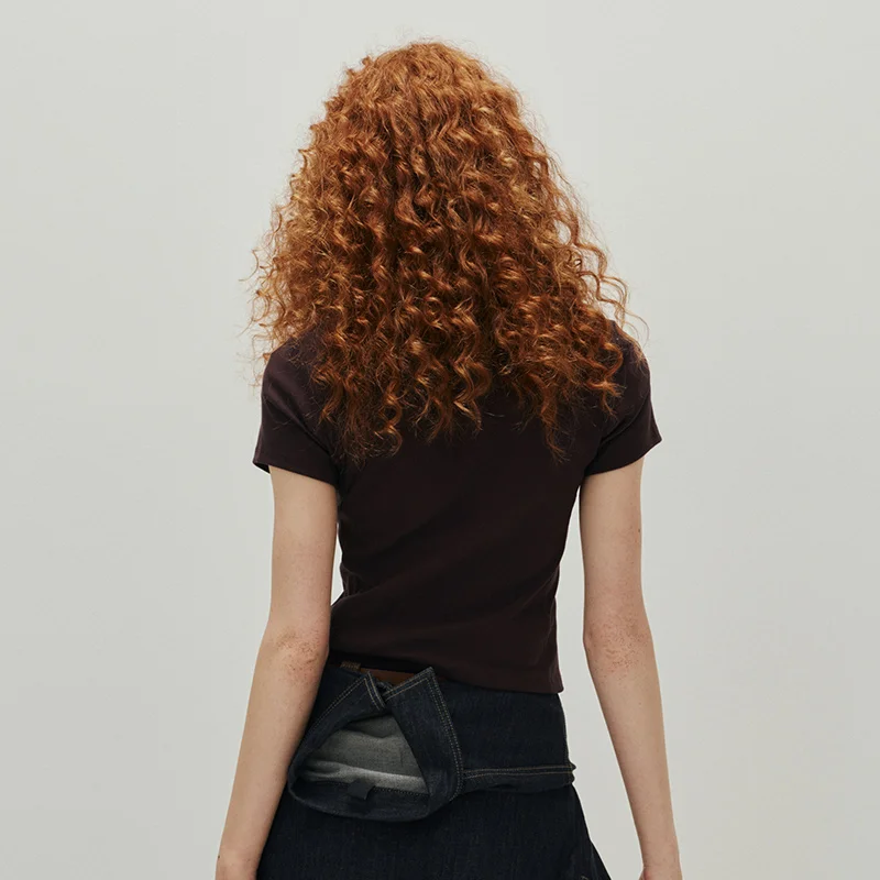 Короткая футболка Semir, тонкий топ, женский летний топ 2025, цветной блок, модный винтажный принт (art.: 3920d312caae5) - 3920d312caae5