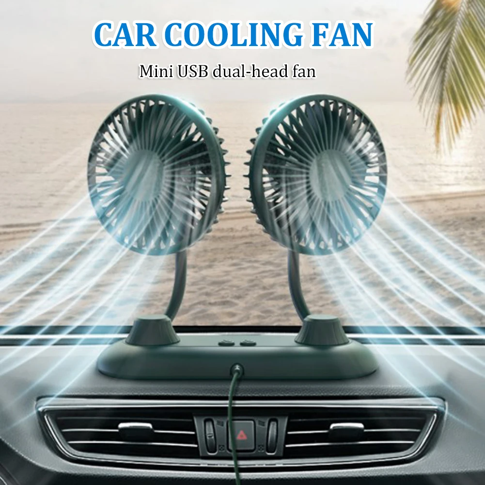 

Car Fan Summer Cooling Adjustable Double-head Fan 360 Degree Low Noise Auto Cooler Air Fan Strong Wind Car Accessories