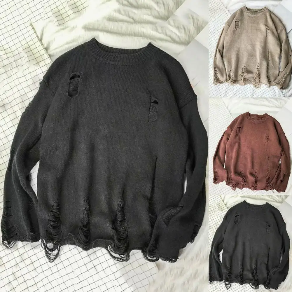

Grunge Hip Hop Hole Ripped Knit American Retro Pullover Sweater Woman Winter 2022 Korean Hollow Out clothes Gothic Jumper Korean