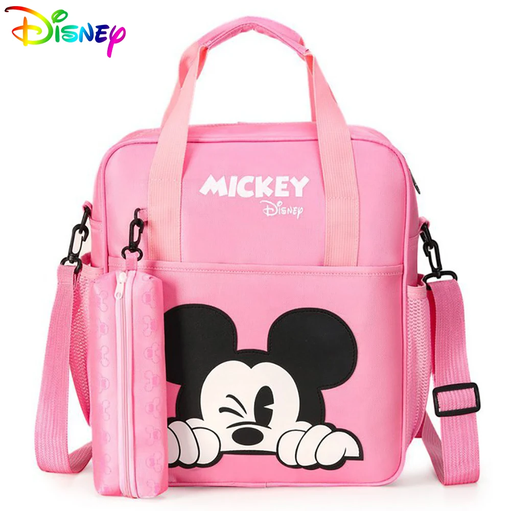 

Disney Mickey Handbags For Boys Girls Cartoon Cute Primary Student Shoulder Bags Teenager Multifunction Bookbag Large Capacity