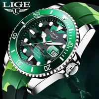 lige top brand green watch for men luxury waterproof sport male clock wristwatches fashion quartz watches mens relogio masculino