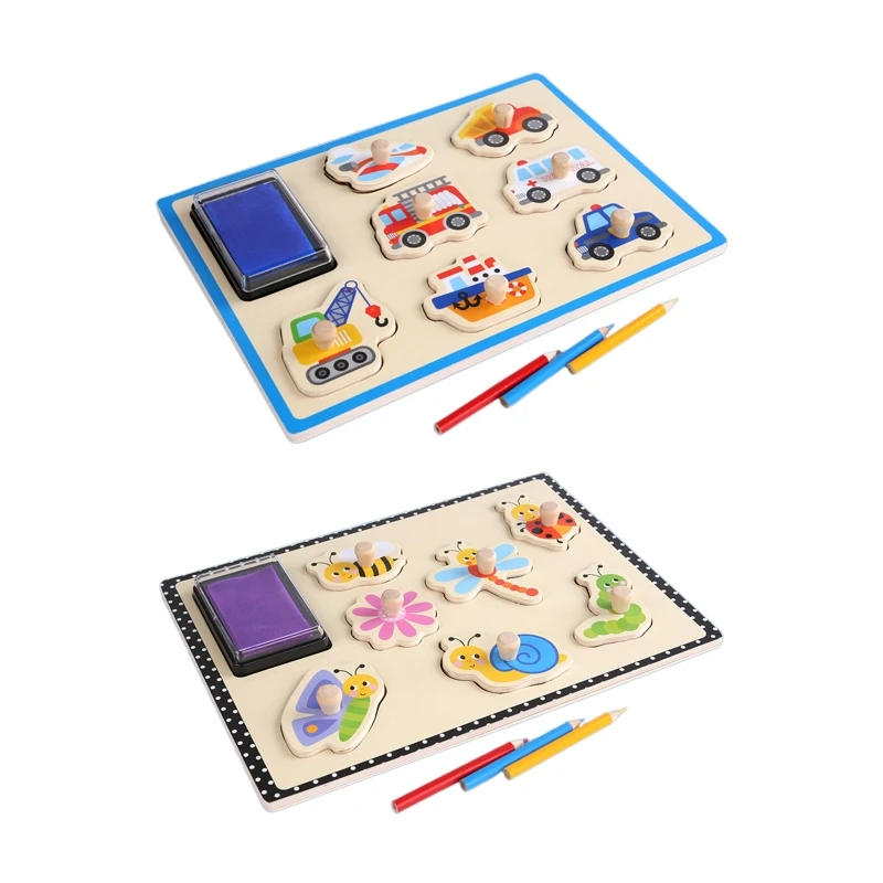 

Y3NF Kids Wooden Stamps Kids Educational Toys Montessori Toys for DIY Scrapbooks