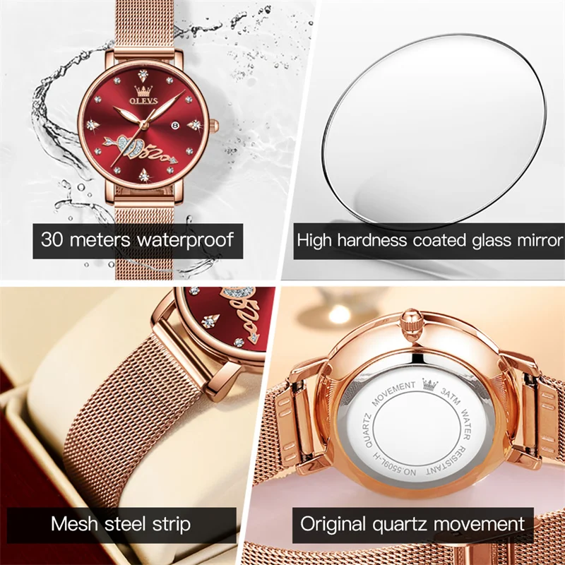 OLEVS Cupid's Arrow Women Luxury Brand Watch Mesh Belt Waterproof Women Wrist Watch Quartz Ladies Watches Female Reloj Mujer enlarge