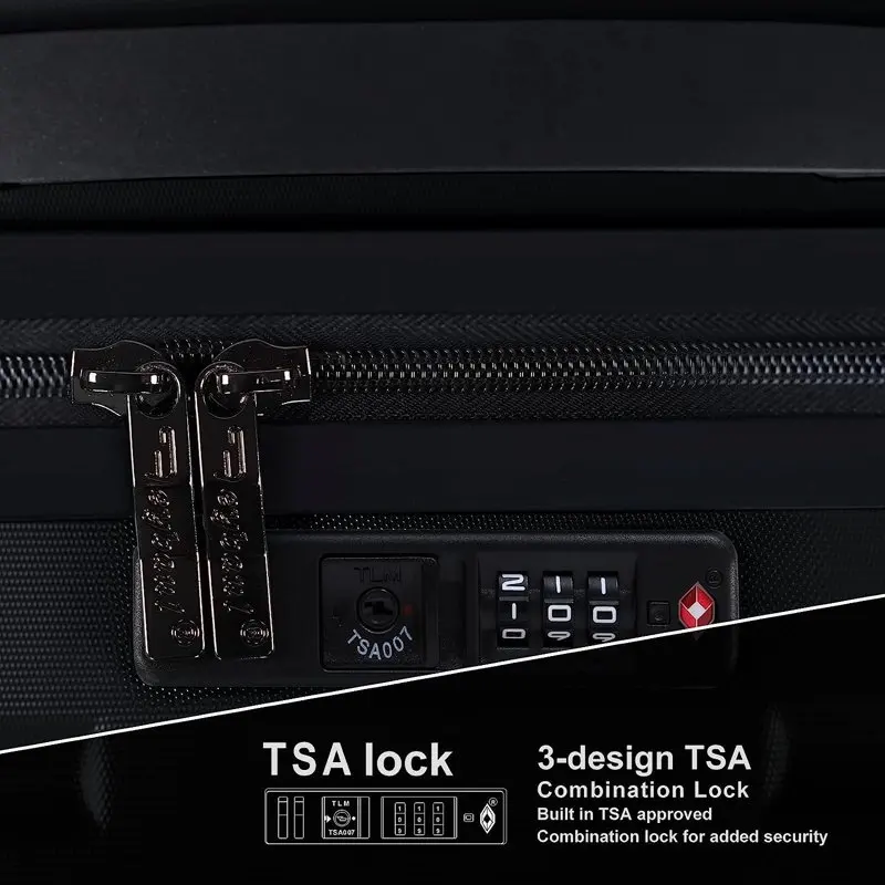20 inch Carry on Luggage with Wheels  Hardside Suitcase Spinner Trolley with Built-in TSA Lock, Black