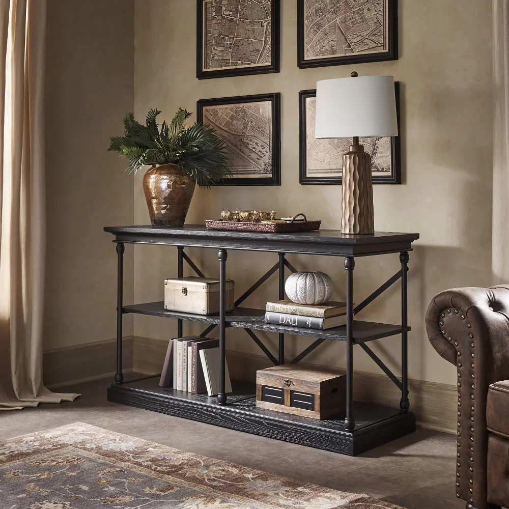 

Weston Home Cabana Wood and Metal Console Table, Black