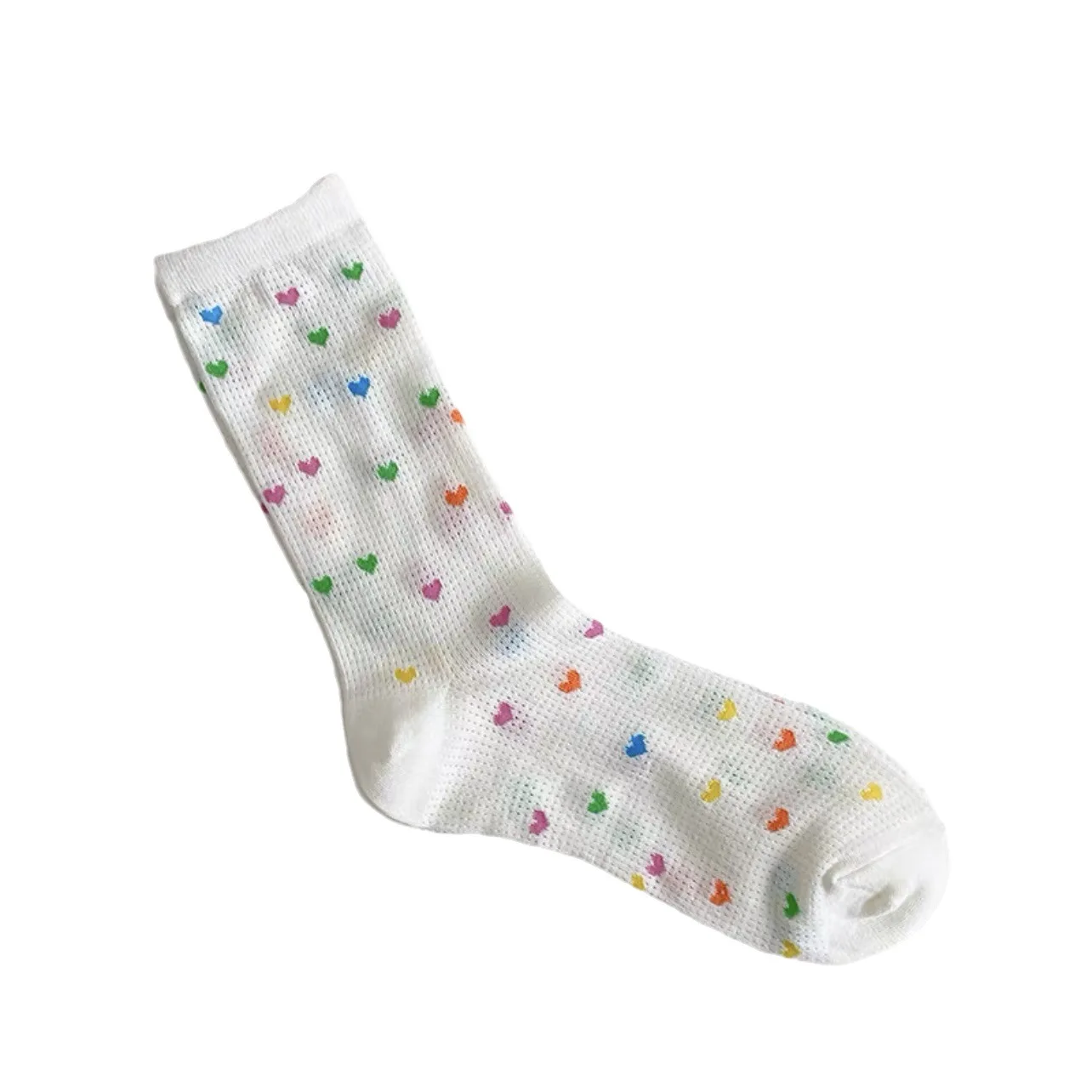 

Thin hollow mesh women's socks, breathable and comfortable, pure cotton love polka dot pile of women's socks
