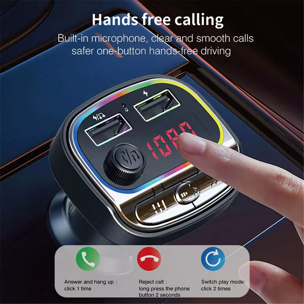 

Car Bluetooth 5.0 FM Transmitter 3.1A Fast Charger Mp3 Player Music Handsfree Modulator With TF U Auto Accessories