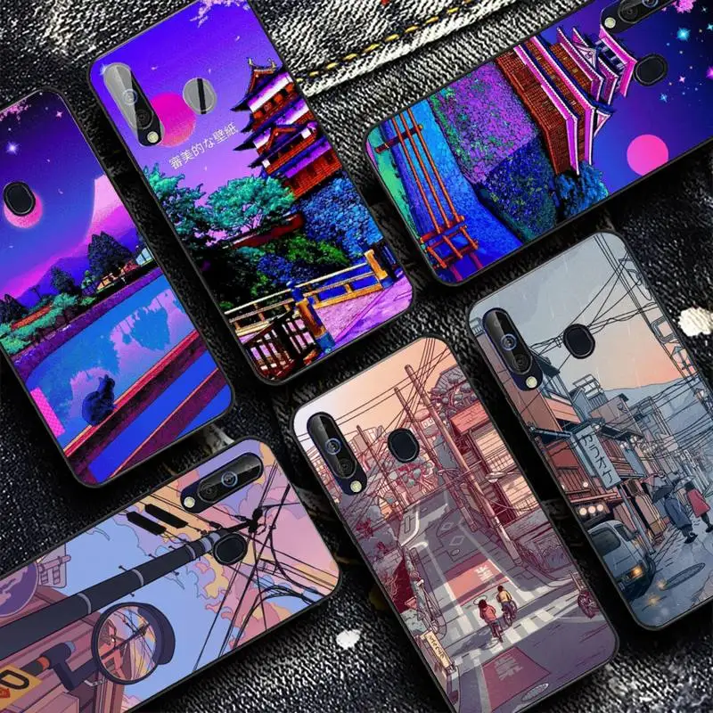 

Japanese Anime Hand Painted House scenery Phone Case for Redmi 8 9 9A for Samsung J5 J6 Note9 for Huawei NOVA3E Mate20lite cover