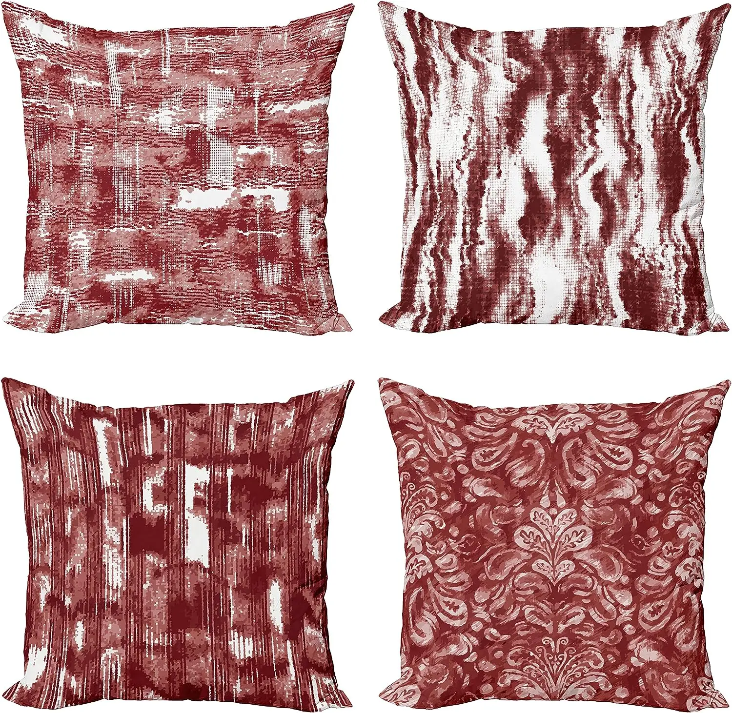 Autumn Decoration Vintage Throw Pillow Cushion Cover, Maroon Rust White Pillowcase 50*50 Decor Linen Square
