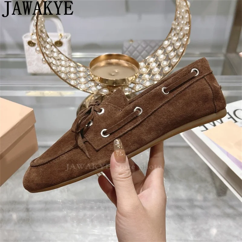 Лидер продаж замшевые лоферы на шнуровке обувь плоской подошве женская