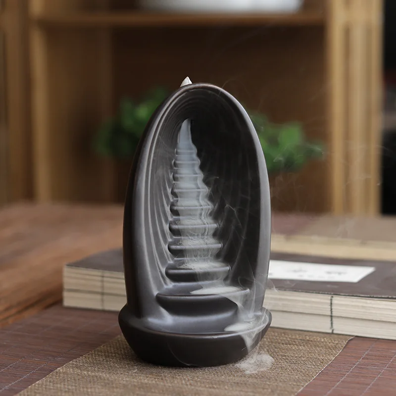 

Ceramic Backflow Incense Burners Smoke Waterfall Fountain Meditation Aromatherapy Reflux Incense Holder Buddha Home Zen Decor