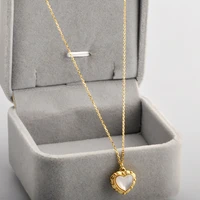 2022 new stainless steel necklace 316l stainless steel plated necklace mother of pearl love pendant necklace female women