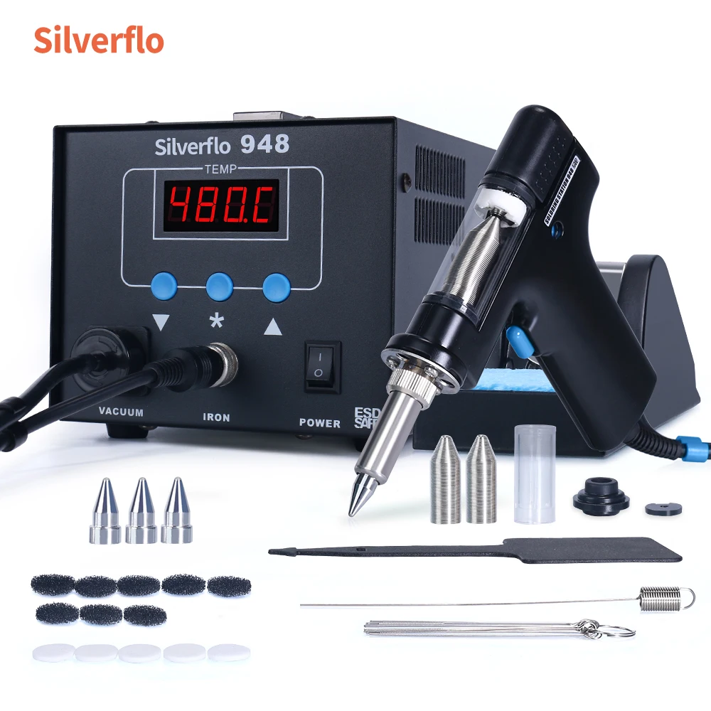 Станция для распайки Silverflo 948, Электрический вакуумный пистолет-присоска 90 Вт для ремонта чипов IC