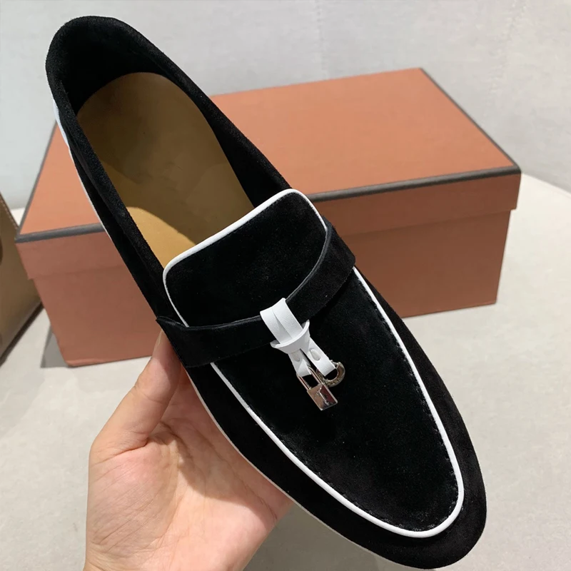 

LORO Designer Luxury Brand High Quality Casual Loafers Shoes Women 2023 Suede Leather Flat Walking Mocasines driving Shoe Men's