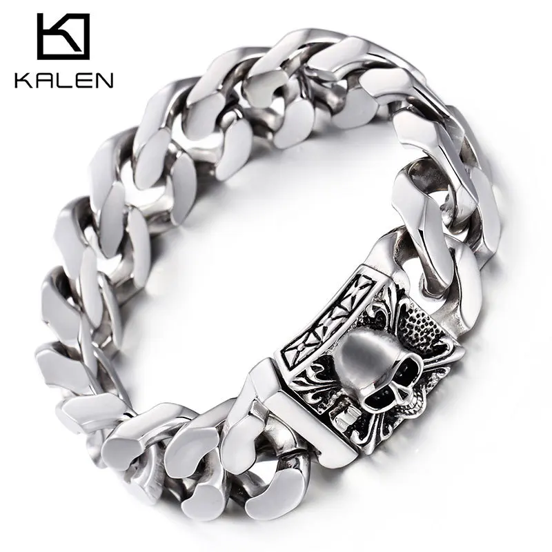 

European American men's titanium steel bracelet personalized skull head stainless steel fashionable exaggerated accessories