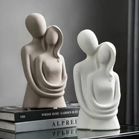 factory custom modern art design resin figure hugging statue interior furniture abstraction lovers decorative ornaments