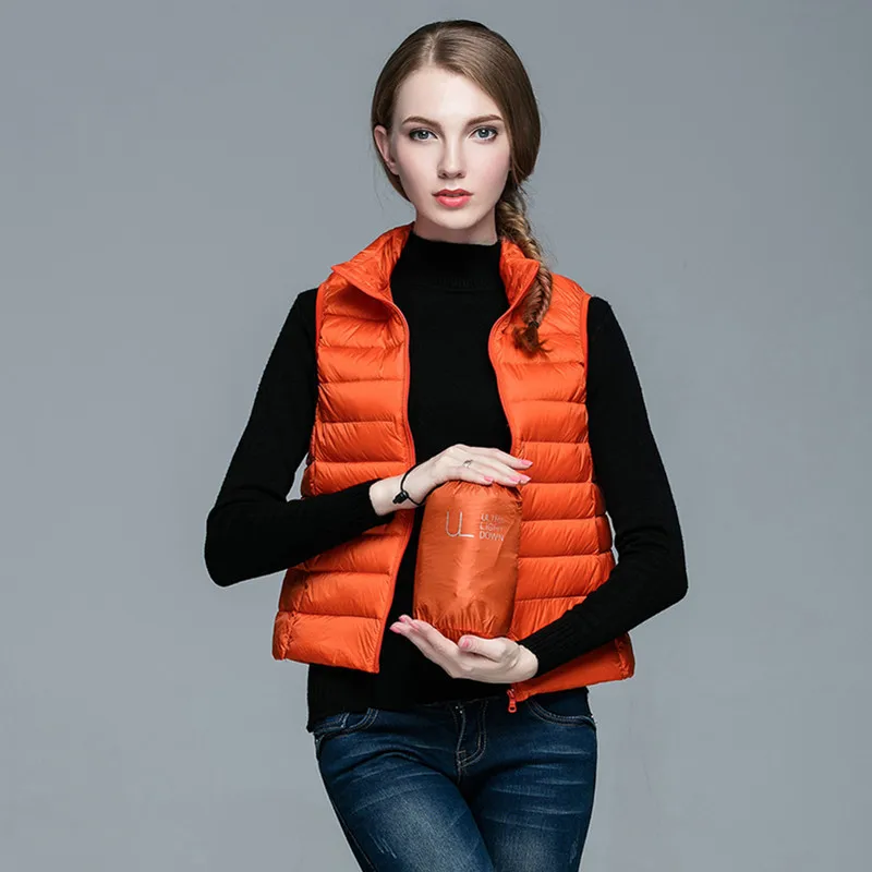 Duck Down Vest Women 4xl 2022 Autumn Winter Short Stand Collar Thin Sleeveless Down jacket female win Zipper Duck Down Vest Coat