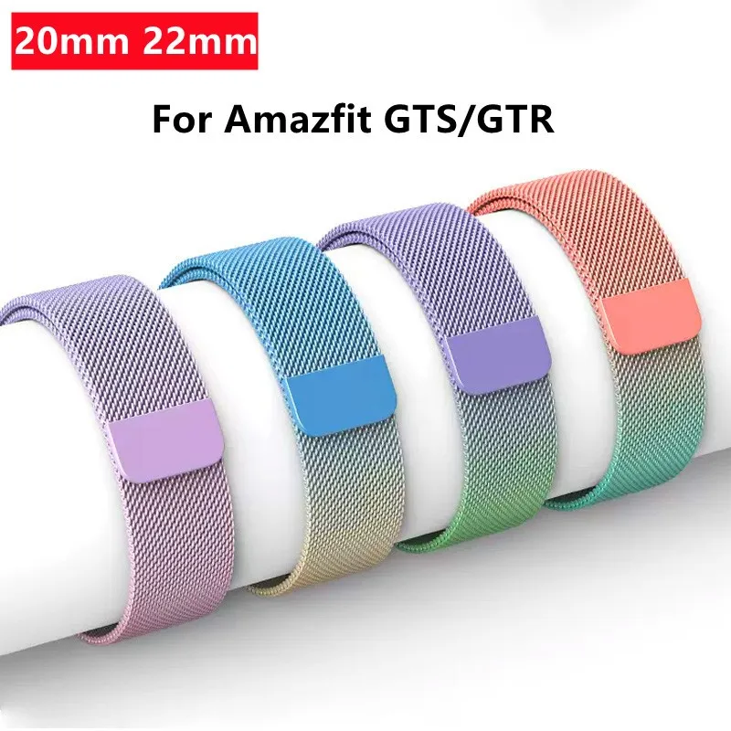 20mm 22mm band For Amazfit GTS/GTR-4-3-2-2e-Mini-Pro/stratos 3-2 Metal Milanese Loop Bracelet huawei/Amazfit bip-U-S-3-Pro strap