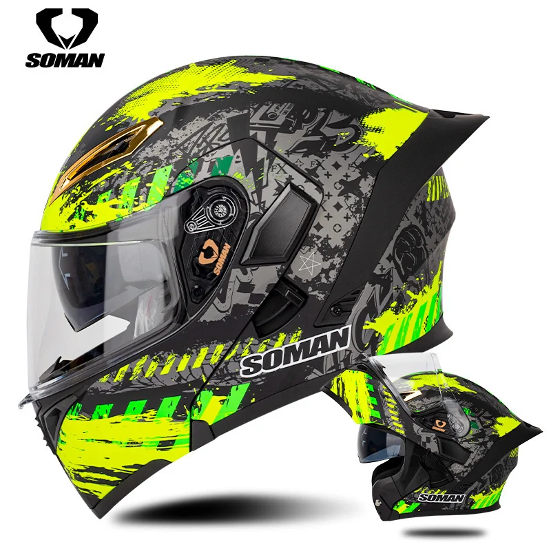 

New Motorcycle Double Shape Helmet Removable With Face And Full Helmet Special Protective Equipment For Riding With Big Rear