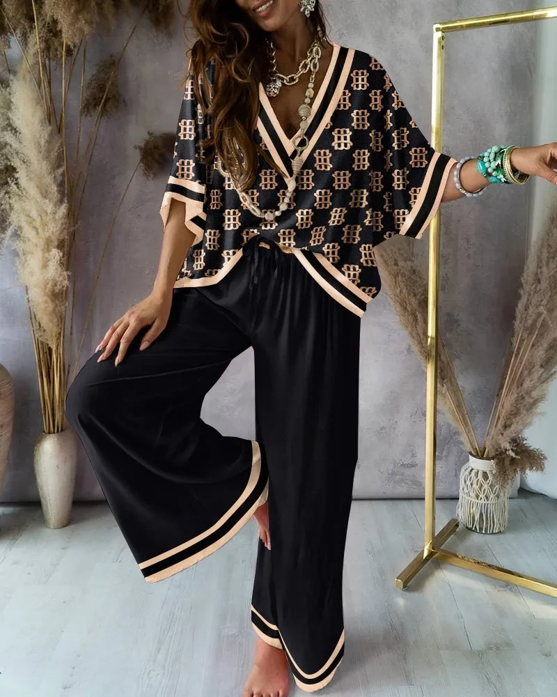 

Women Tracksuit 2 Piece Set Long Sleeve Sweatshirt Fashion Print Top Casual Trousers Ladies Suit