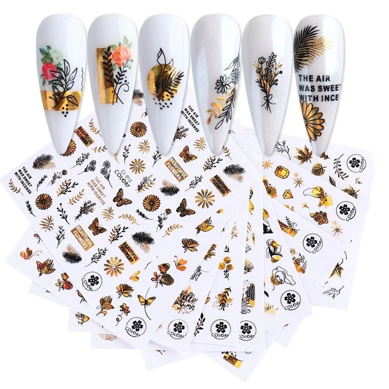 

DIY Nail Crystal Nail Art Rhinestone Gold Silver Clear All Color Flat Bottom Mixed Shape DIY Nail Art 3D Decoration In 6cell pot