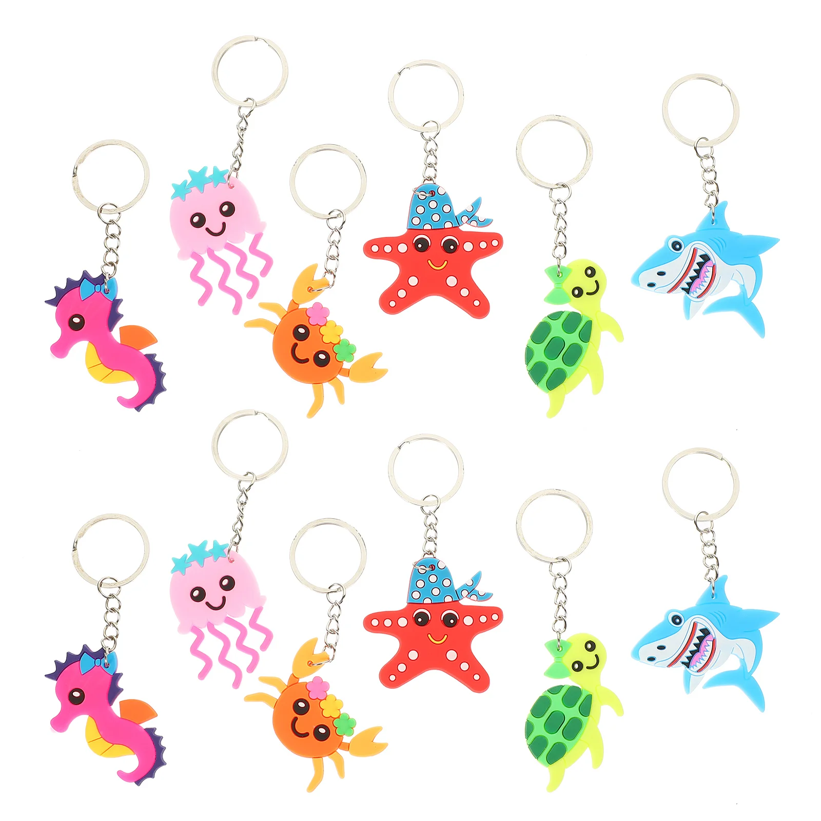 

12 Pcs Beach Gift Bag Purse Charms Ocean Keychains Keyrings Car Keys Cute Backpack Nautical Whale Cartoon Shark