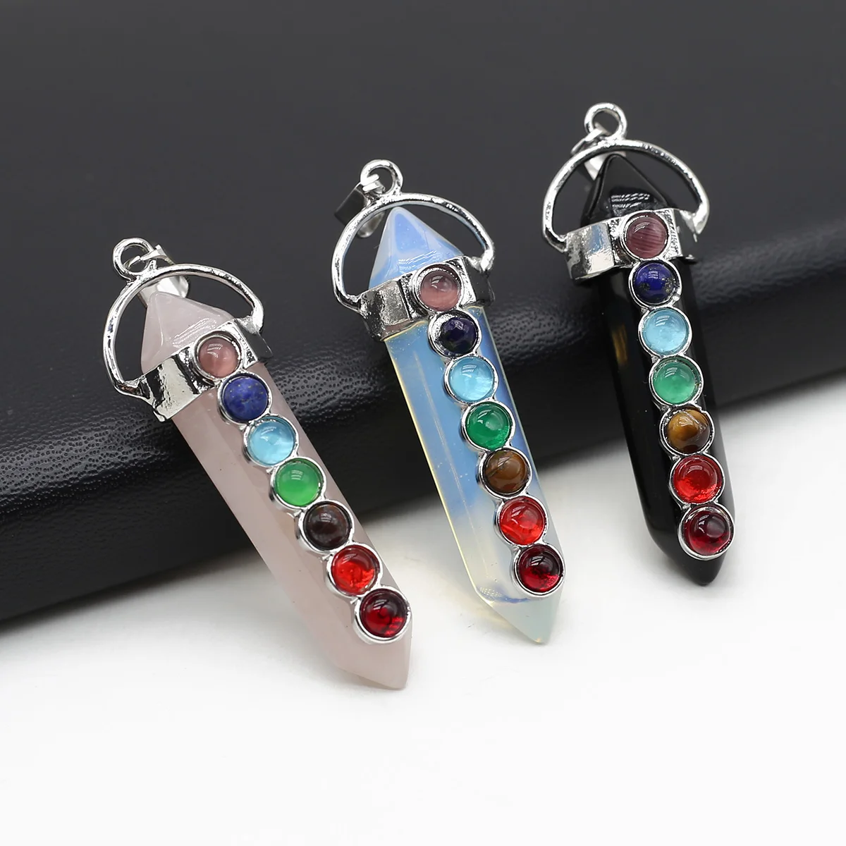 

Charms Natural Rose Quartzs Pendant Hexagonal Shape Turquoise Stone Pendant for Women Making DIY Jewerly Necklace Gift 28x55mm