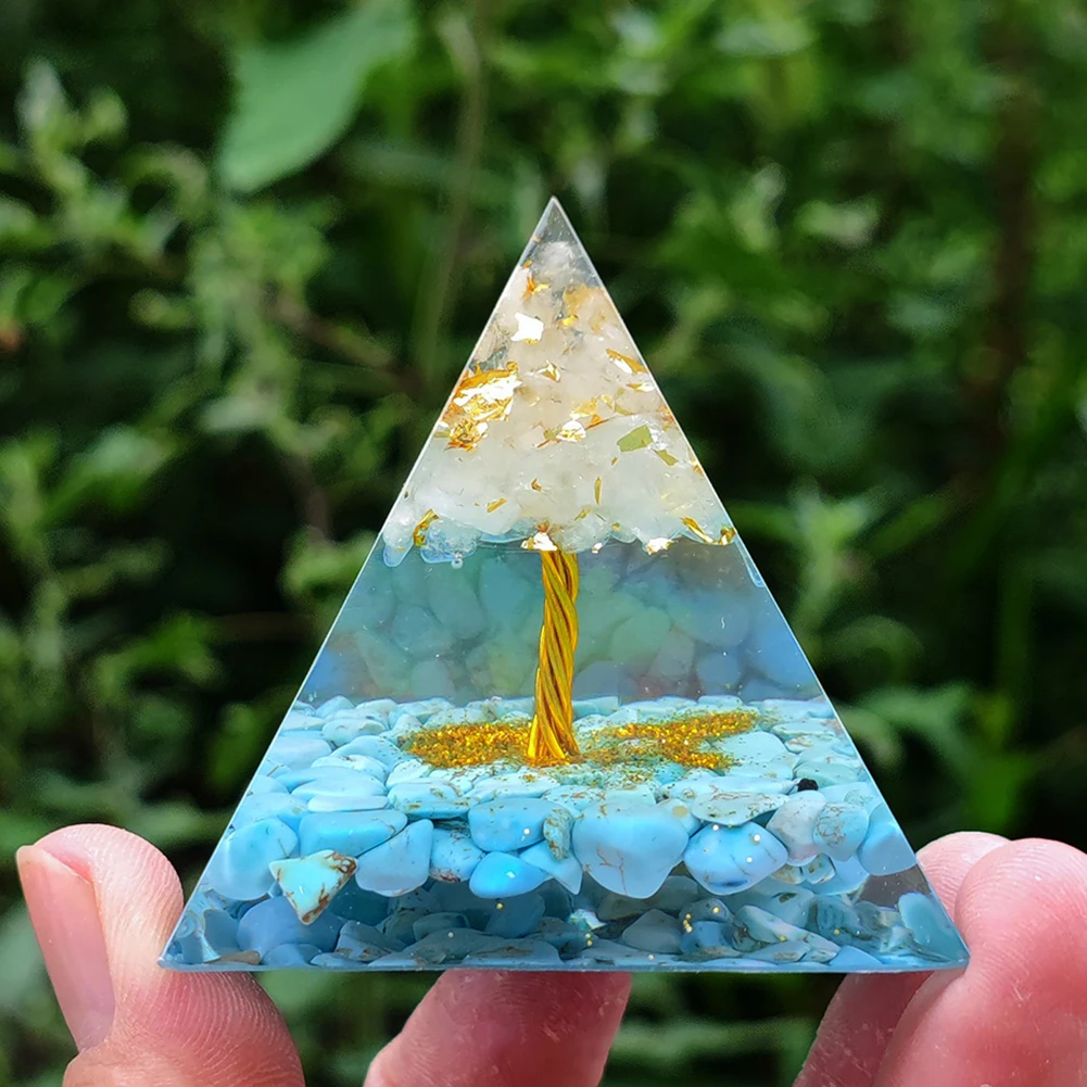 

Crystal Orgonite Pyramid Positive Energy Generator Yoga Meditation Office Home Ornament Art Crafts Decorations