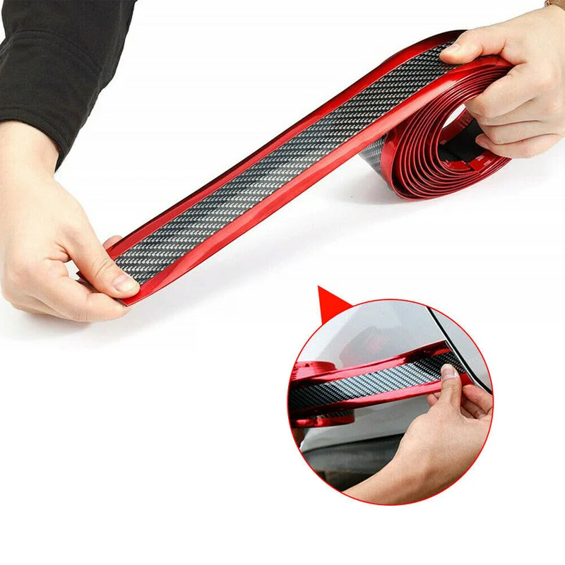 

1 рулон красных наклеек из углеродного волокна для бампера порога автомобиля, Накладка для накладки на педаль, Стайлинг, Декор, защита, проти...