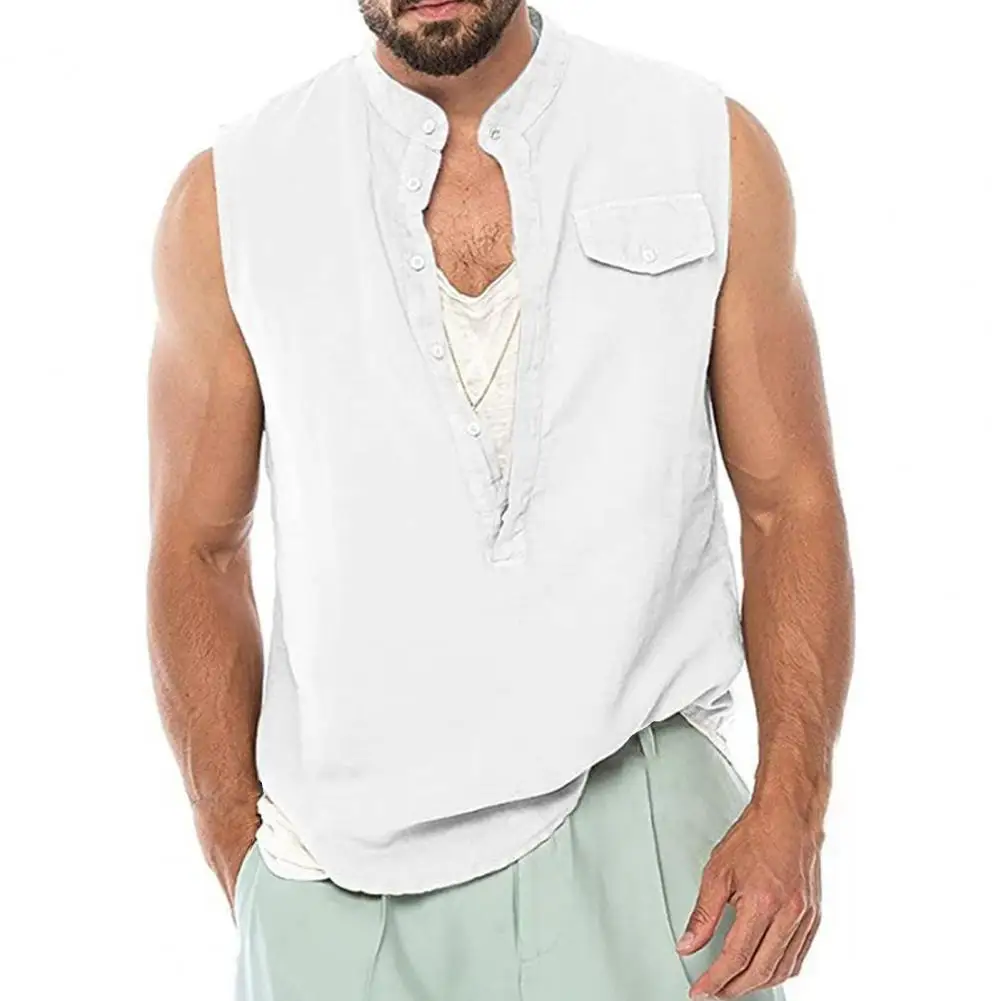

Men's Clothing Men Tank Top Oversized Sleeveless Breathable Baggy Half Single-breasted Thin Vest Male Garment