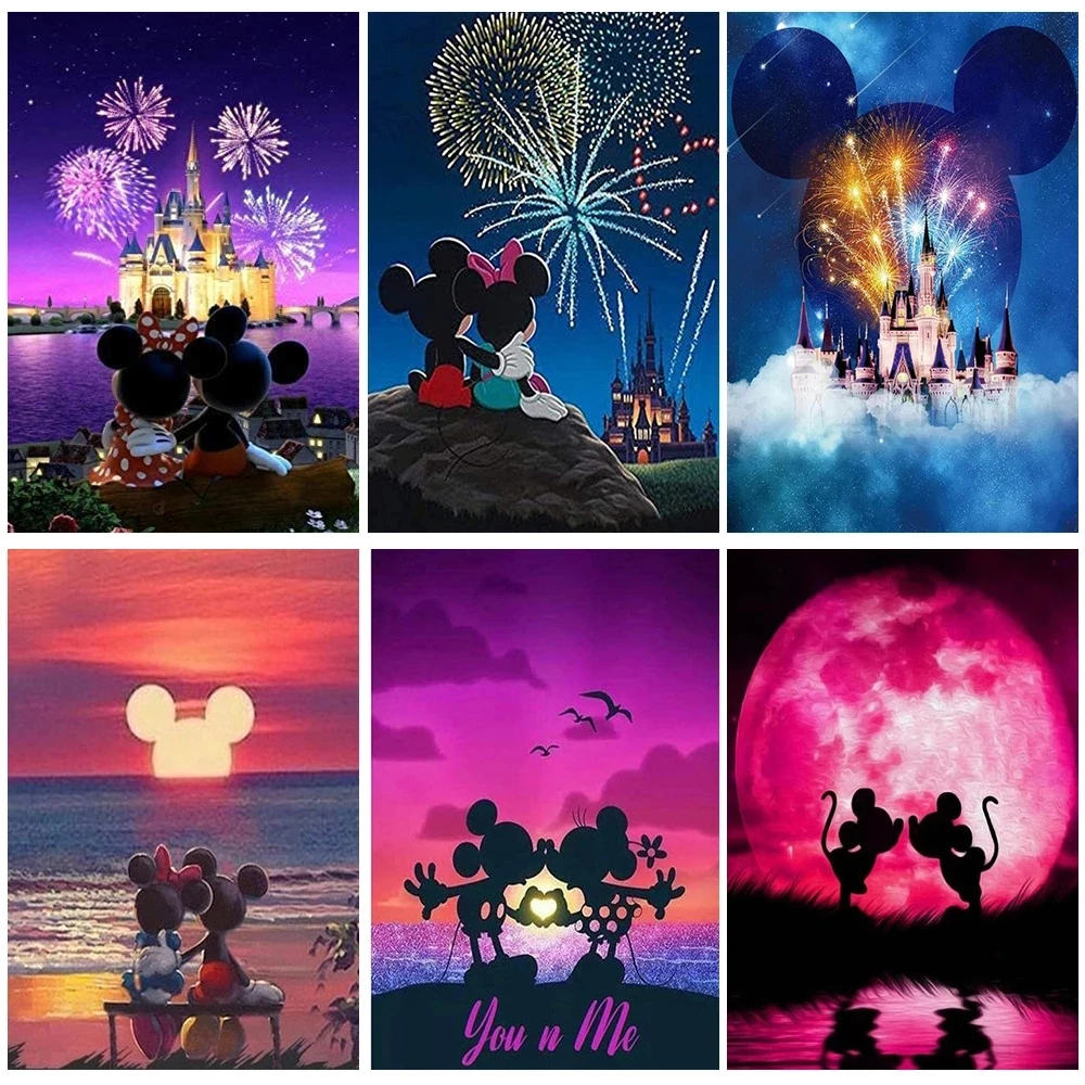 

Алмазная 5D картина «Замок фейерверка» Disney, мозаика с изображением Креста, Микки Мауса, полная круглая вышивка, Y110