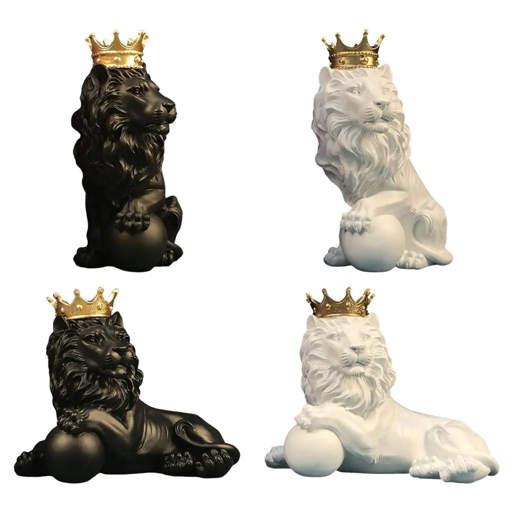 

Abstract Crown Lion Sculpture Home Office Bar Lion Figurine Statue Model Crafts Ornaments Home Porch Desktop Decoration Gift