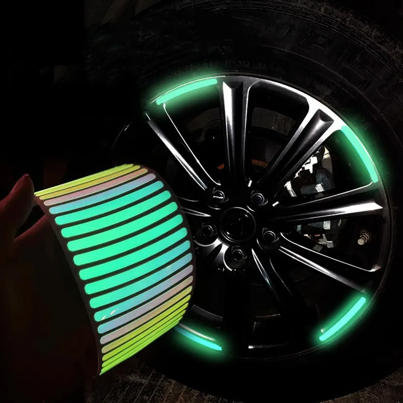 

Car reflective wheel hub motorcycle off-road mountain bike dazzling luminous tire rubber strip motoelectric vehicle decoration