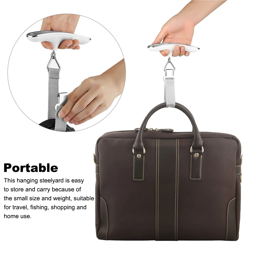 

LCD Digital Luggage Scale 50kg Portable Electronic Scale Weight Balance Suitcase Travel Bag Hanging Steelyard Hook Fishing Scale