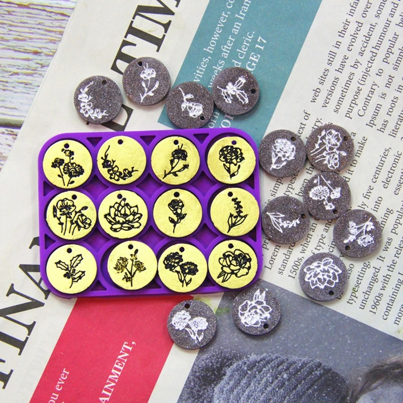 

Floral Round Disc UV Epoxy Resin Mold 12 Month Flower Jewelry Casting Mold Handmade Birth Flower Pendant Resin Mold