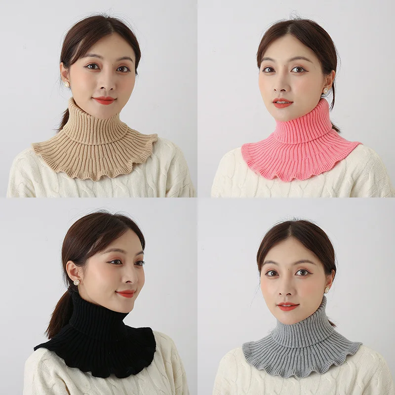 

Женский пуловер шарф осень-зима Универсальный теплый шейный позвоночник однотонный эластичный вязаный свитер с ложным воротником