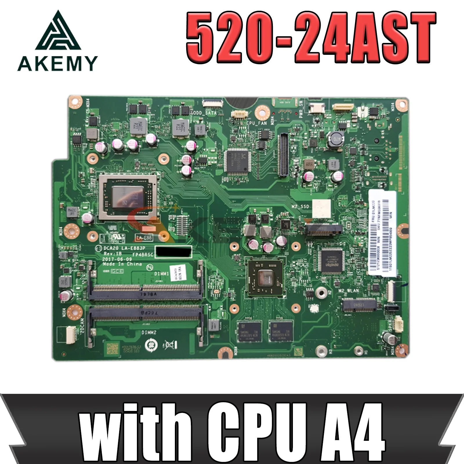 

For Lenovo AIO 520-22AST 520-24AST motherboard Mainboard With AMD CPU A4 LA-E883P motherboard DDR4 100% test work