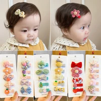 5pcsset clothes pearlflower hair clips for baby girl princess presents small plush cactusbow hairpins barrettes gifts