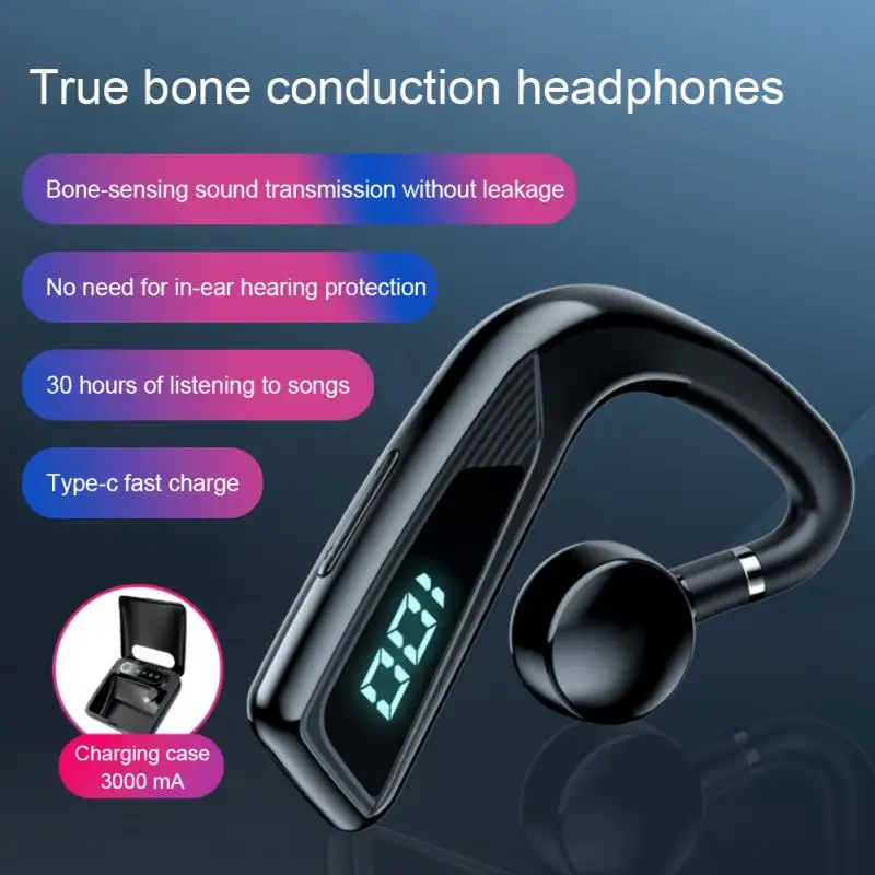 

V18 Bluetooth 5.2 Wireless Business Headset 48h Bass stereo Handsfree Sports Music Earphone Long-standy Digital Display with Mic